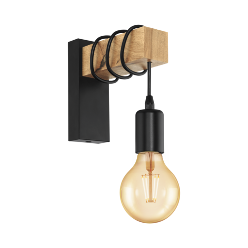 ^TOWNSHEND W/L 1X10W E27 BLK/LIGHT WOOD 