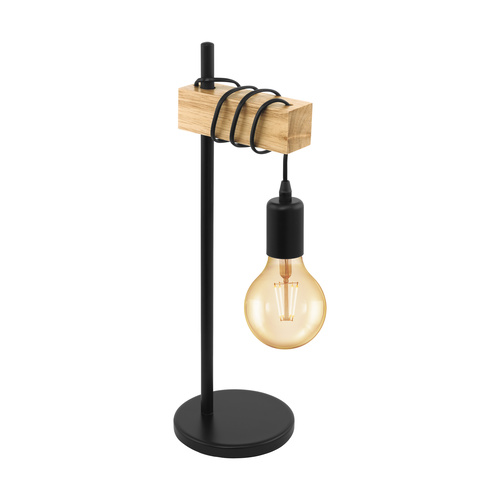 TOWNSHEND T/L 1X10W E27 BLK/LIGHT WOOD 