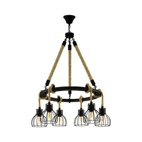 RAMPSIDE H/L 6X28W E27 BLK/ROPE CAGES 