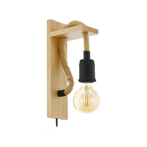 RAMPSIDE W/L 1X60W E27 BLK/ROPE/WOOD W/F&P 