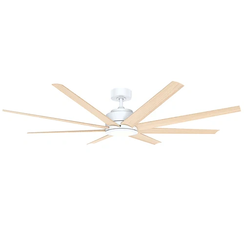 Titanic 60 DC Ceiling Fan - White with Natural Blades and Light