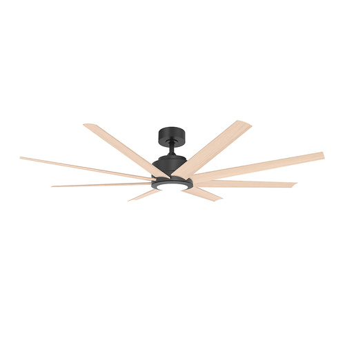 Titanic 60 DC Ceiling Fan - Black with Natural Blades and Light