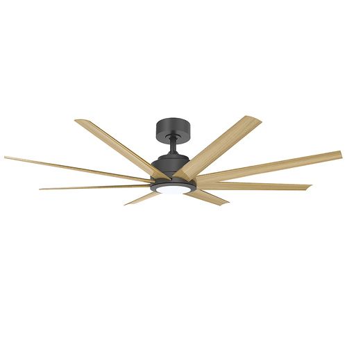 Titanic 72 DC Ceiling Fan - Black with Oak Blades and Light