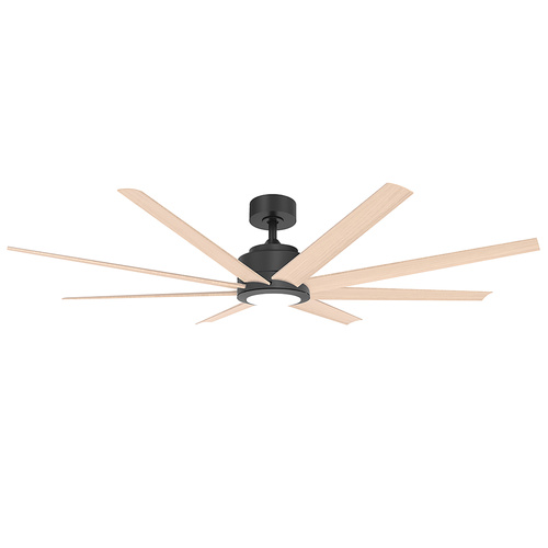 Titanic 72 DC Ceiling Fan - Black with Natural Blades and Light