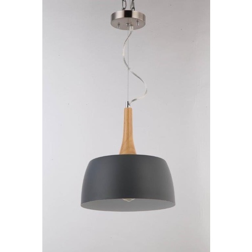 Novalie Range Of Scandi Pendants With Timber And Metal Canopy In White, Champagne And Grey