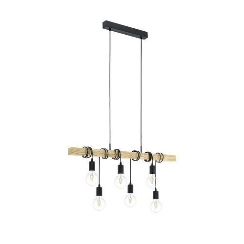 ^TOWNSHEND H/L 6X60W E27 BLK/LIGHT WOOD 