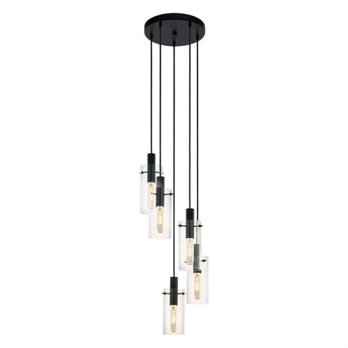 MONTEFINO H/L 5X60W E27 BLK/CLR 