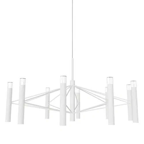 Aeris 800mm Fluted LED Pendant Ten Head Clear Cord 80W Tri Colour Non Dimmable White 3M Drop IP20