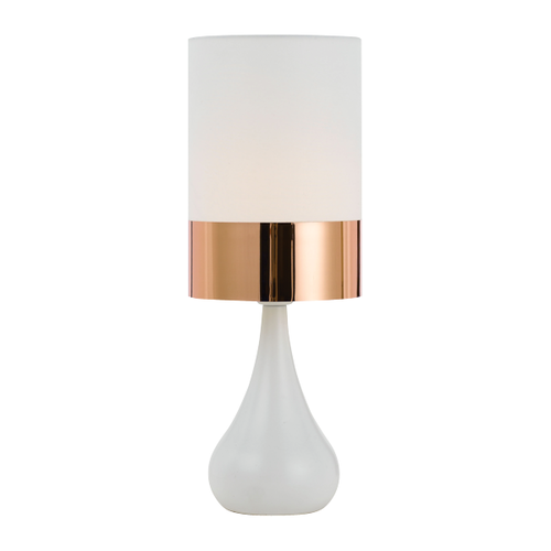 AKIRA CERAMIC TABLE LAMP 25wE14max D:150 H:410 WHITE/COPPER