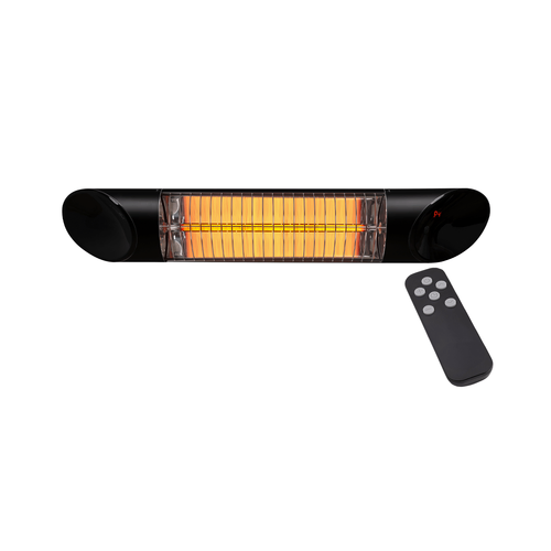 Ash 1200W Wall Mounted Outdoor Heater with Remote 730x130x90mm - Black
