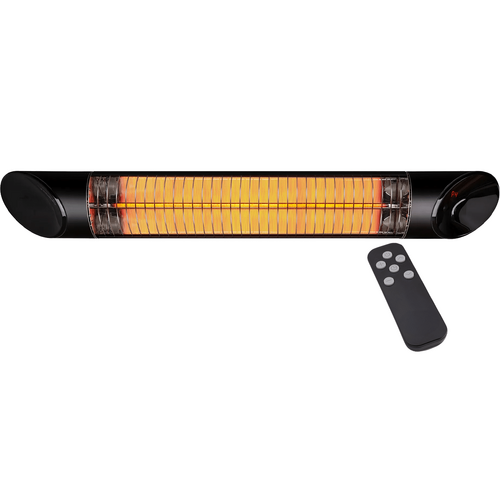 Ash 2000W Wall Mounted Outdoor Heater with Remote 900x130x90mm - Black