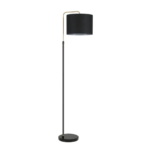 FLOOR ES BLK DRUM Shade w/BLK & Sand Gold Height Adj Rod & BLK Marble Base OD(Shade) 320mm