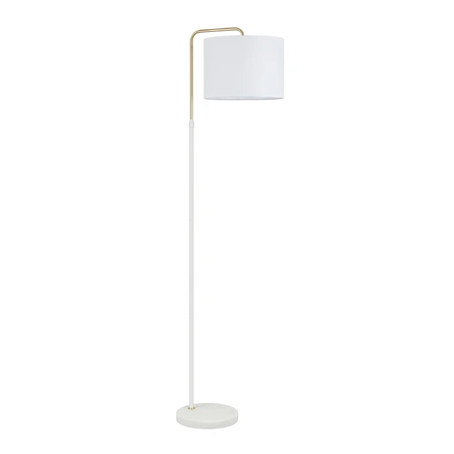 FLOOR ES WH DRUM Shade w/WH & Sand Gold Height Adj Rod & WH Marble Base OD(Shade) 320mm