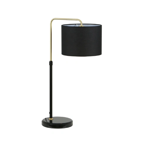 TABLE ES BLK DRUM Shade w/BLK & Sand Gold Height Adj Rod & BLK Marble Base OD(Shade) 220mm