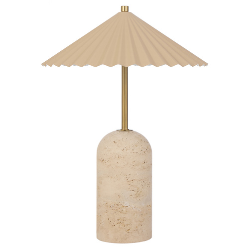ARVANE TABLE LAMP 8wLED 3000K 195Lm INLINE SWT D:300 H:420 BEIGE/ANT GOLD/YELLW TRAVERTIN