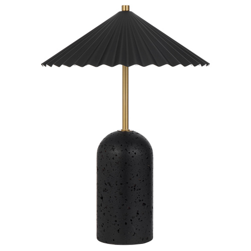 ARVANE TABLE LAMP 8wLED 3000K 195Lm INLINE SWT D:300 H:420 BLACK/ANT GOLD/BLACK TRAVERTIN