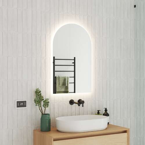 Backlit Arch Shape Mirror with Cool Light 500x800x45mm 47Watts - Includes Mirror Demister