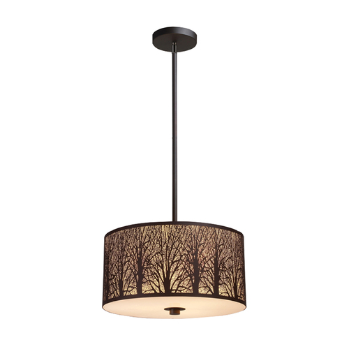 PENDANT ES x 3 Aged Bronze w/Amber LGE RND OD400mm