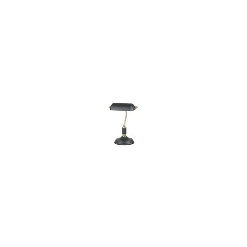 TABLE Bankers Lamp ES Matt BLK Metal Cylindrical Shade w/Ant Brass Highlight H361mm Adjustable Head