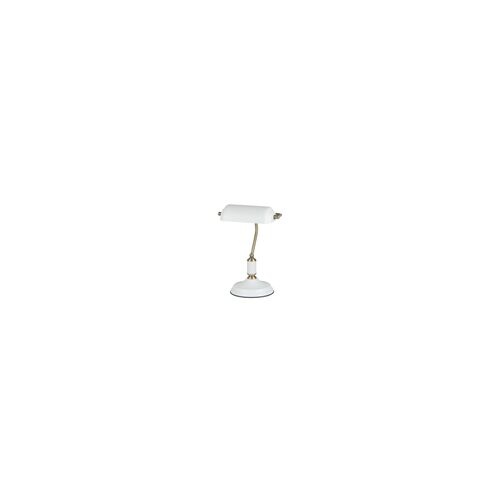 TABLE Bankers Lamp ES Matt WH Metal Cylindrical Shade w/Ant Brass Highlight H361mm Adjustable Head