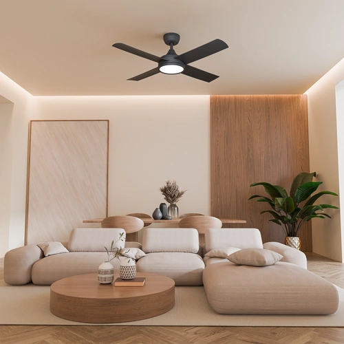 Breeze Silent AC PRO 48" Black All ABS with 24w LED Light kit with 3 Speed Wall Controller - Quick Connect