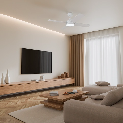 Breeze Silent AC PRO 48" White All ABS with 24w LED Light kit with 3 Speed Wall Controller - Quick Connect