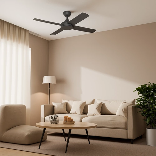 Breeze Silent AC PRO 52" Black All ABS  No Light with 3 Speed Wall Controller - Quick Connect