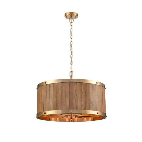 PENDANT ESx6 Drum Medium Oak Wood OD 624mm