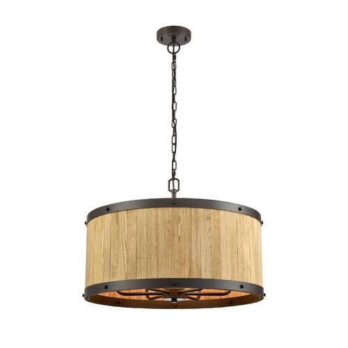 PENDANT ESx6 Drum Natural Wood OD 624mm