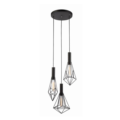 PENDANT ES X 3 Blk VARIED CAGE x 3 w/RND Base OD390mm
