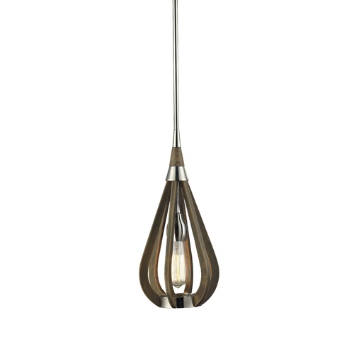 PENDANT ES Taupe Wood SML TEAR DROP OD180mm