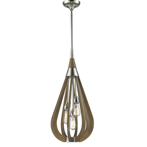PENDANT ES X 3 Taupe Wood MED TEAR DROP OD355mm