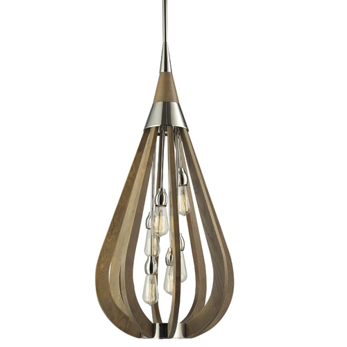 PENDANT ES x 6 Taupe Wood LGE TEAR DROP OD492mm