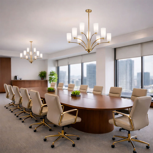 BREVAN 9LT PENDANT 9x25wE27max D990 H650 ROD:2*600+1*300 ANTIQUE GOLD / ALABASTRO