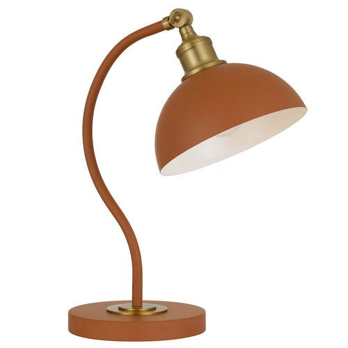 BREVIK TABLE LAMP 25wE27max L:285 W:200x H:415 SHADE D:200 H:190 ORANGE SATIN/ BRASS