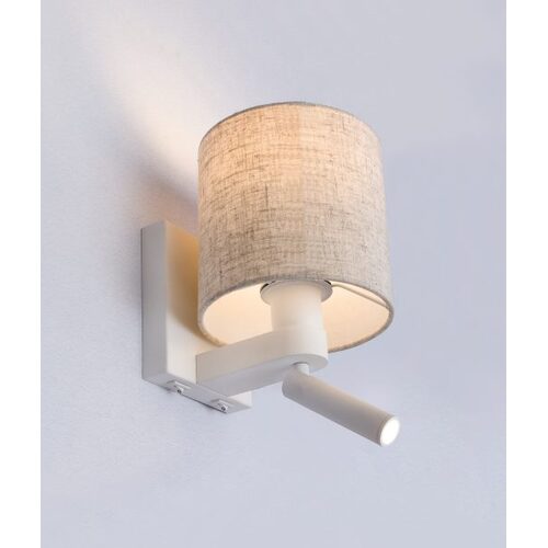WALL Int City S/M ADJ 3W RND Matt Wh 3K Reader w/ Flaxen Cloth