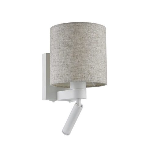 WALL Int City S/M ADJ 3W RND Matt Wh 5K Reader w/ Flaxen Cloth