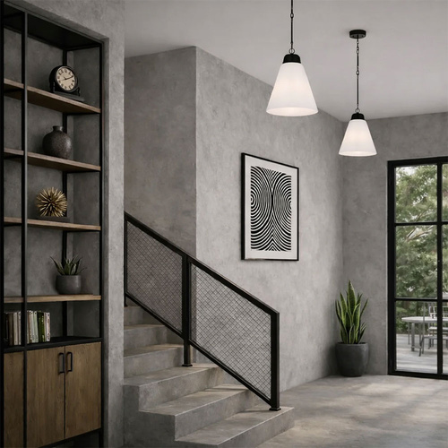 BRINE 40 PENDANT 25wE27max D400 H501 ROD3*200+CHAIN 2m BLACK MATT/ OPAL