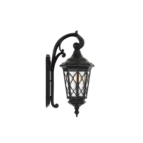 BRINLEY EXTERIOR WALL BRACKET 25wE27max W:210 H:520 P:290 IP44 BLACK/SEED GLASS
