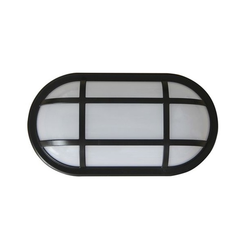 BULKHEAD 20W OVAL Blk 3K IP65 Opt Cage 1700 Lm