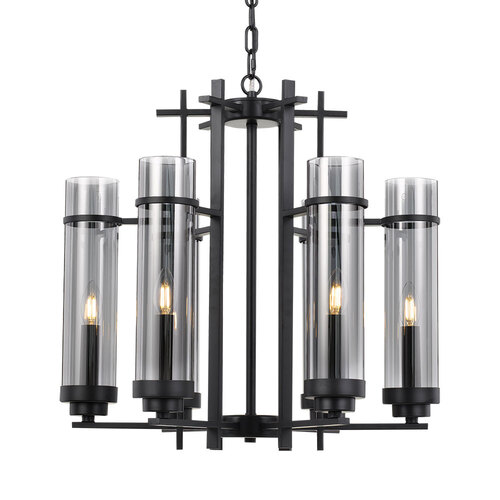 BURGESS 6LT PENDANT 6x25wE14 D:650 H:500 ANT BLACK/SMOKE CHAIN: 2M