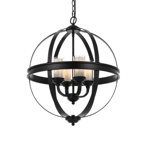 BODUM PENDANT 4 x 25wE14 D:520 H:640 C:2M CLR BLACK MATT/CLEAR&OPAL GLASS