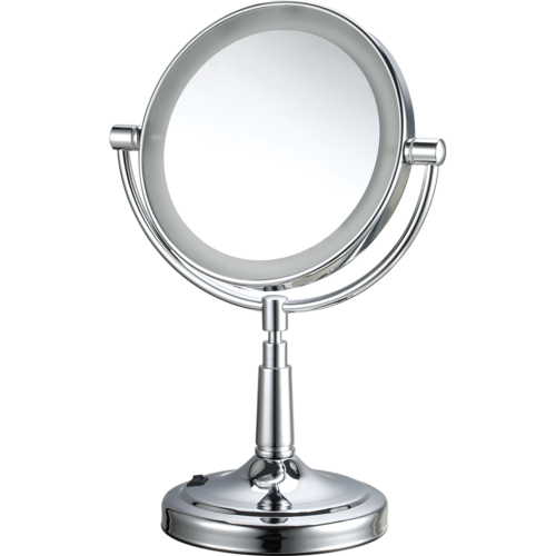 1 & 5x Magnification, Chrome Free Standing Vanity Mirror, 175mm Diameter