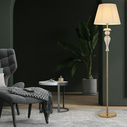 CADIZ FLOOR LAMP 25wE27max D400 H1650 foot swt ANT GOLD/ CHAMPAGNE/ CREAM