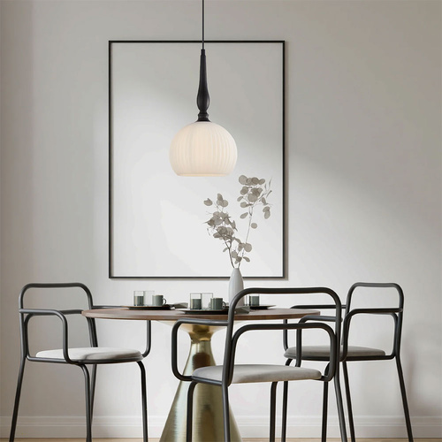 PENDANT ES 72W Large Frosted Wine Glass Ribbed w/Blk Highlight OD250 x H430mm