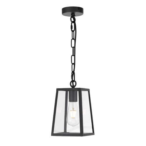 CANTENA 15 PENDANT 25wE27max L:150 H:210 -  BLACK/CLEAR ROD:210mm + CHAIN:1000 IP43