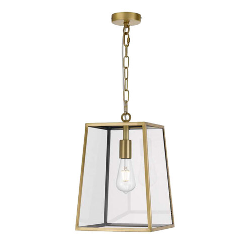 CANTENA 25 PENDANT 25wE27max L:250 H:335 - ANT BRASS/CLEAR ROD:210mm + CHAIN:1000 IP43