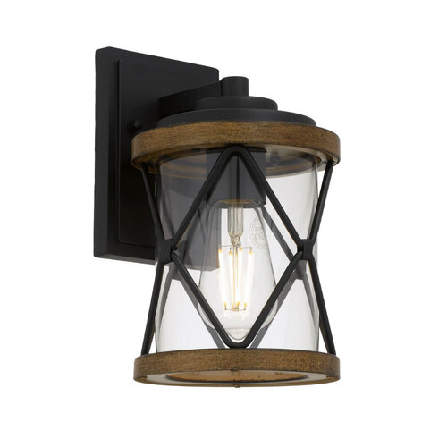 CAPSTAN 25 EXTERIOR WALL LIGHT 25wE27max L160 P180 H260 IP43 BLACK SAND/ TIMBER COLOUR