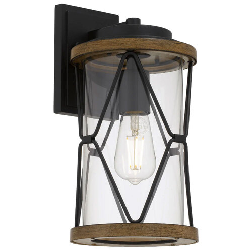 CAPSTAN 35 EXTERIOR WALL LIGHT 25wE27max L180 P200 H350 IP43 BLACK SAND/ TIMBER COLOUR