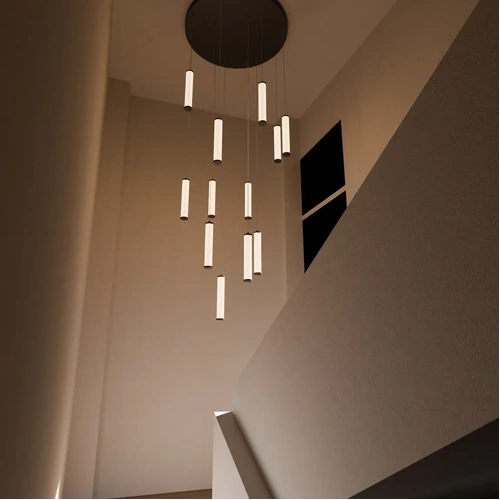 Charm - 12 Dropper LED Pendant black cord 120W TRI Colour Non-dimmable Black IP20 Round base